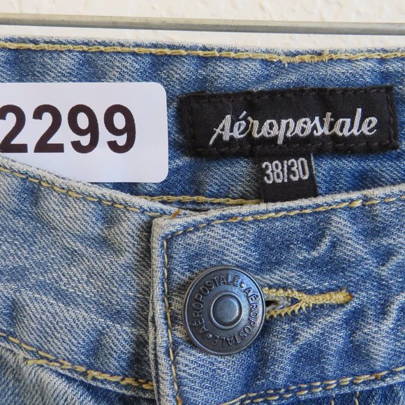 Aeropostale* Men's Classic Slim Boot Light Wash Zipper/Button Jeans~ Size 38/30 - Picture 3 of 14